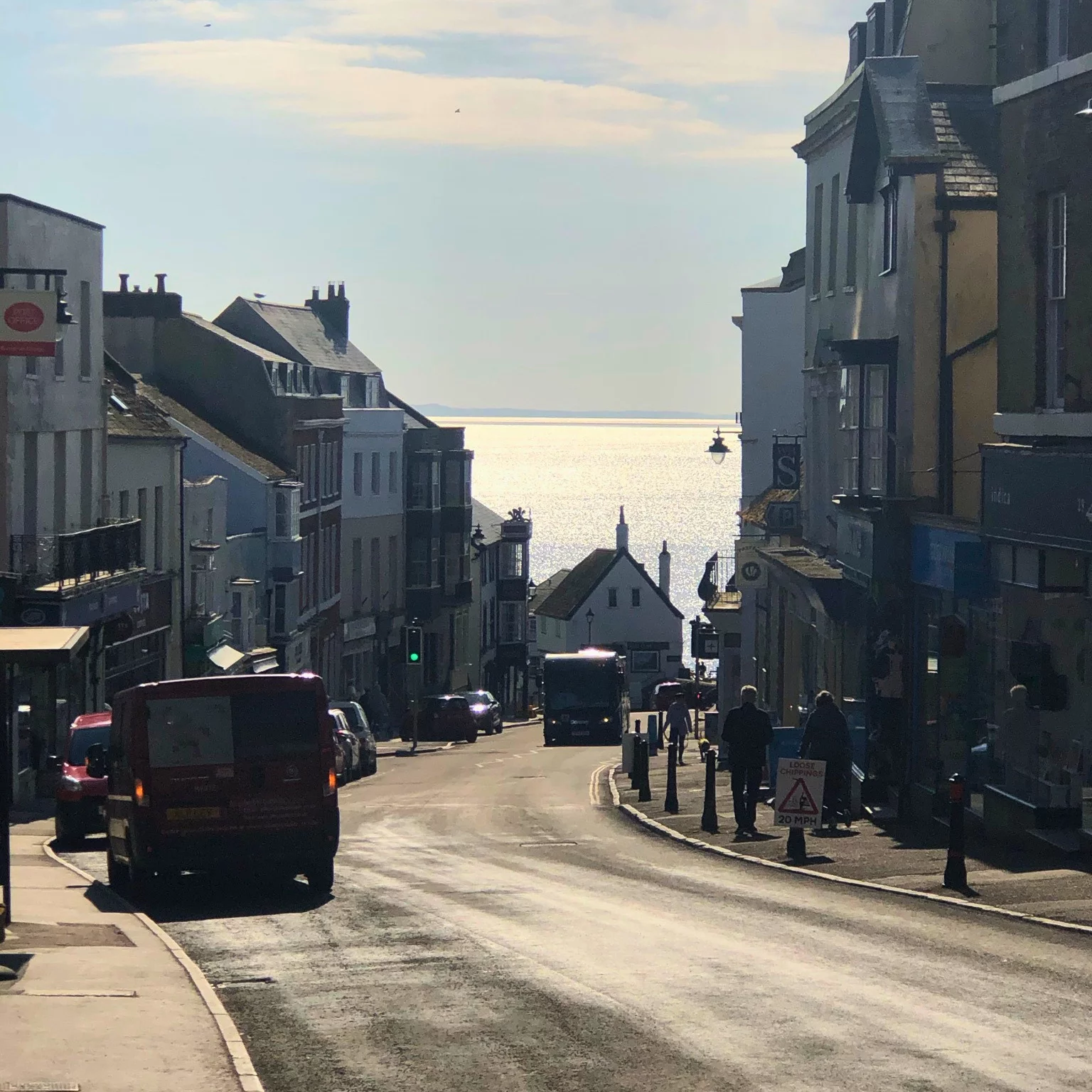 lyme regis high street and sea view 