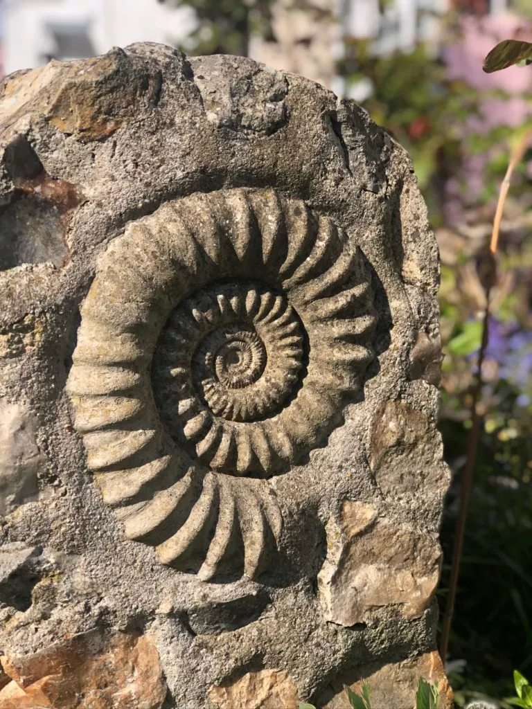 fossil statue in lyme regis from monmouth beach