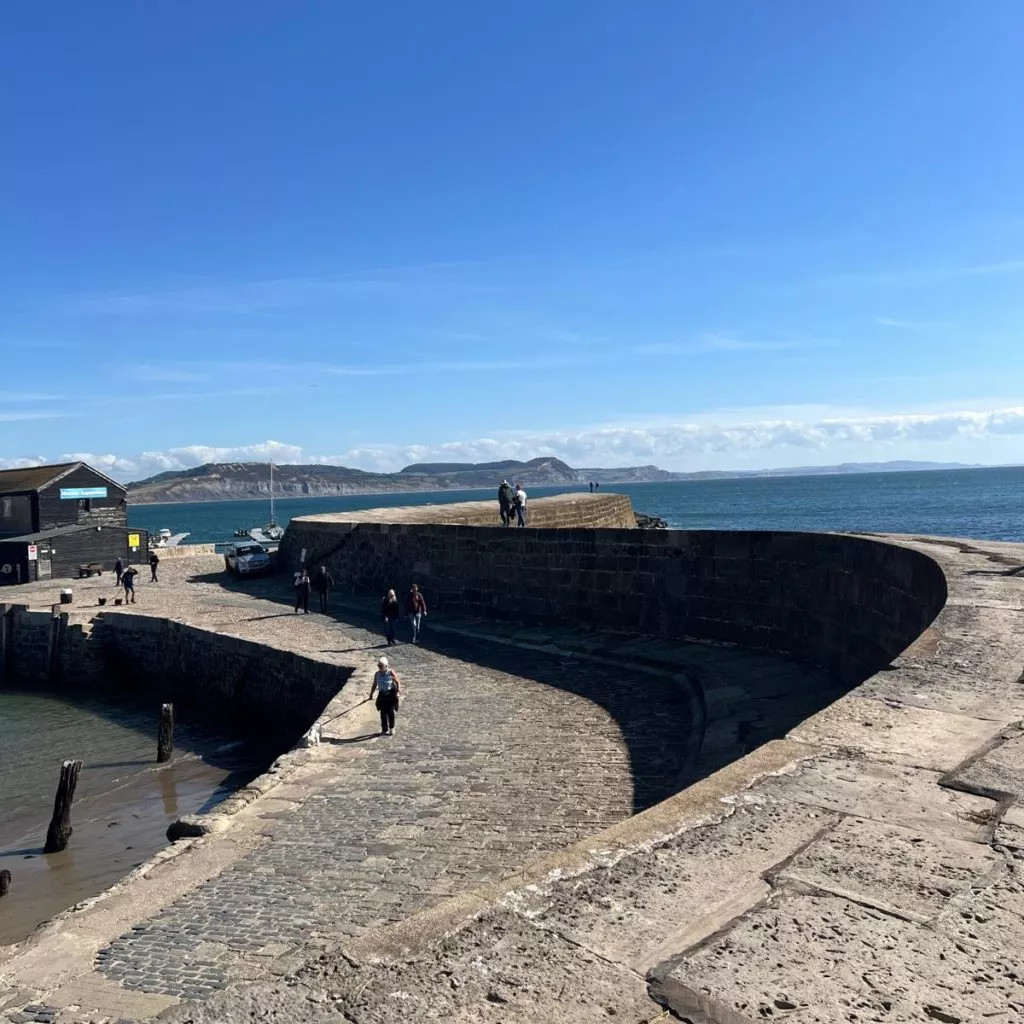 Lyme Regis famous cobb in autumn quiet season