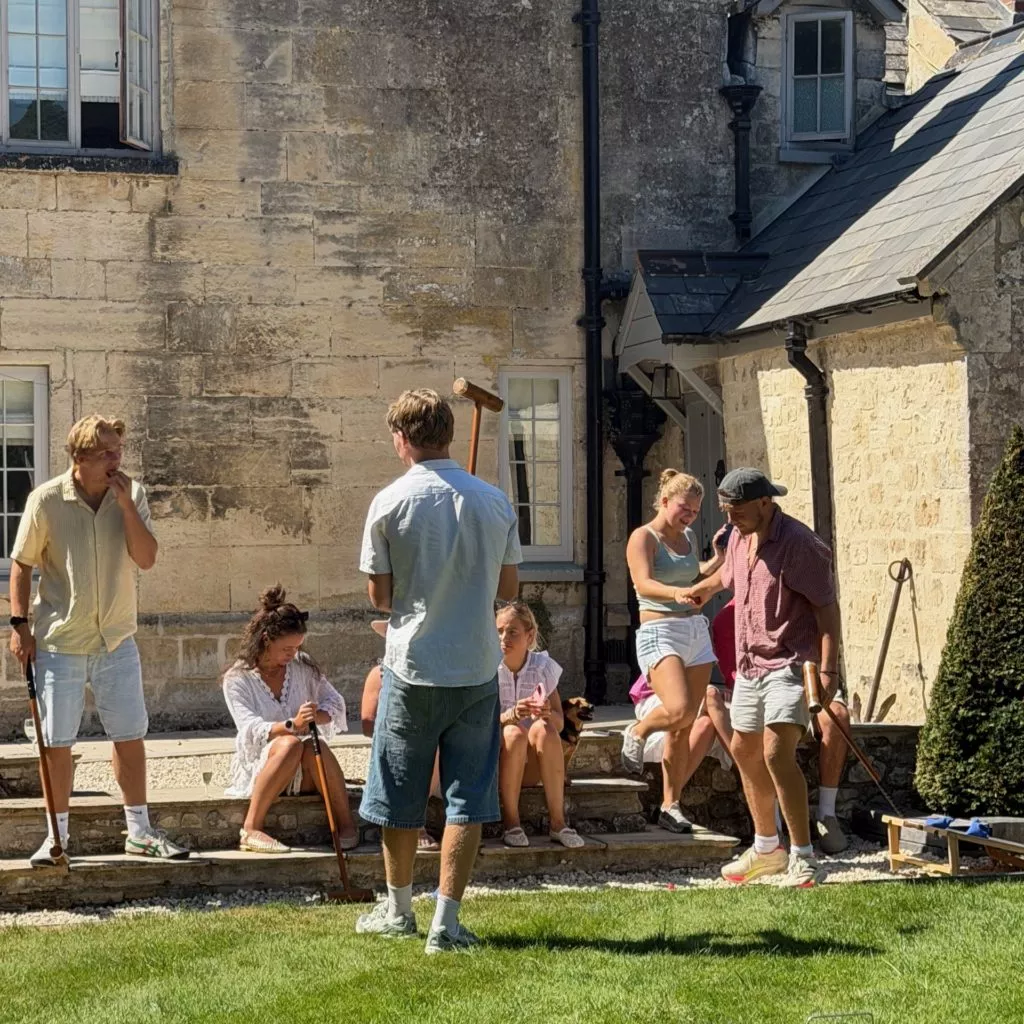 Large gathering at starre manor in Beer, Devon for a bbq cooked by Mark Hix