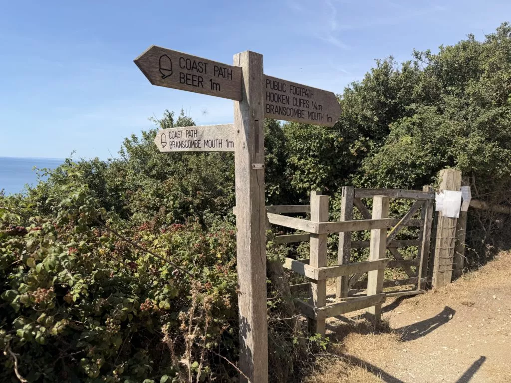 south west coast path signs beer to branscombe walk