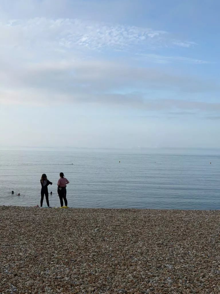 lyme regis beach in the morning